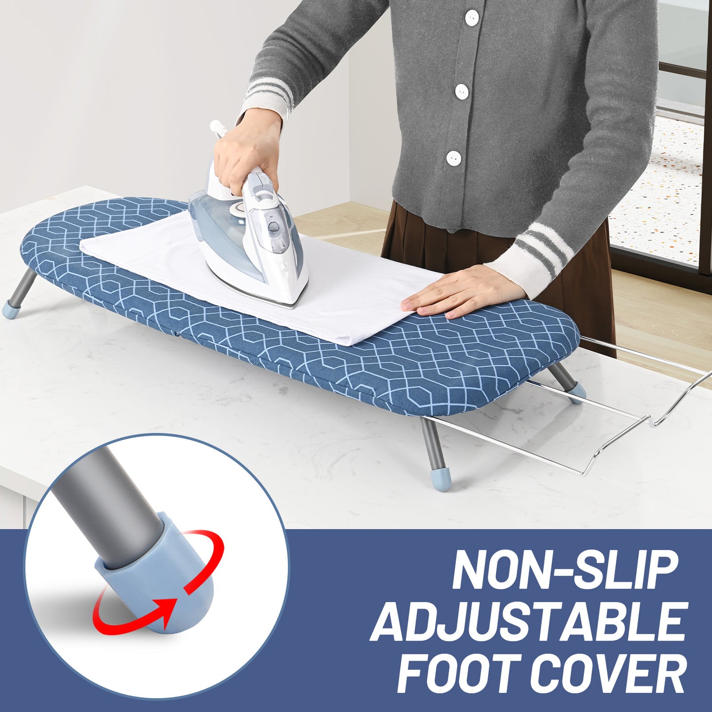 KINGRACK Foldable Ironing Board with Iron Rest , Tabletop Small Ironing Board with 2 Heat Resistant Ironing Cover, Portable Tabletop Ironing Board wiht Non-Slip Feet for Home Travel Use, P1232D3-16