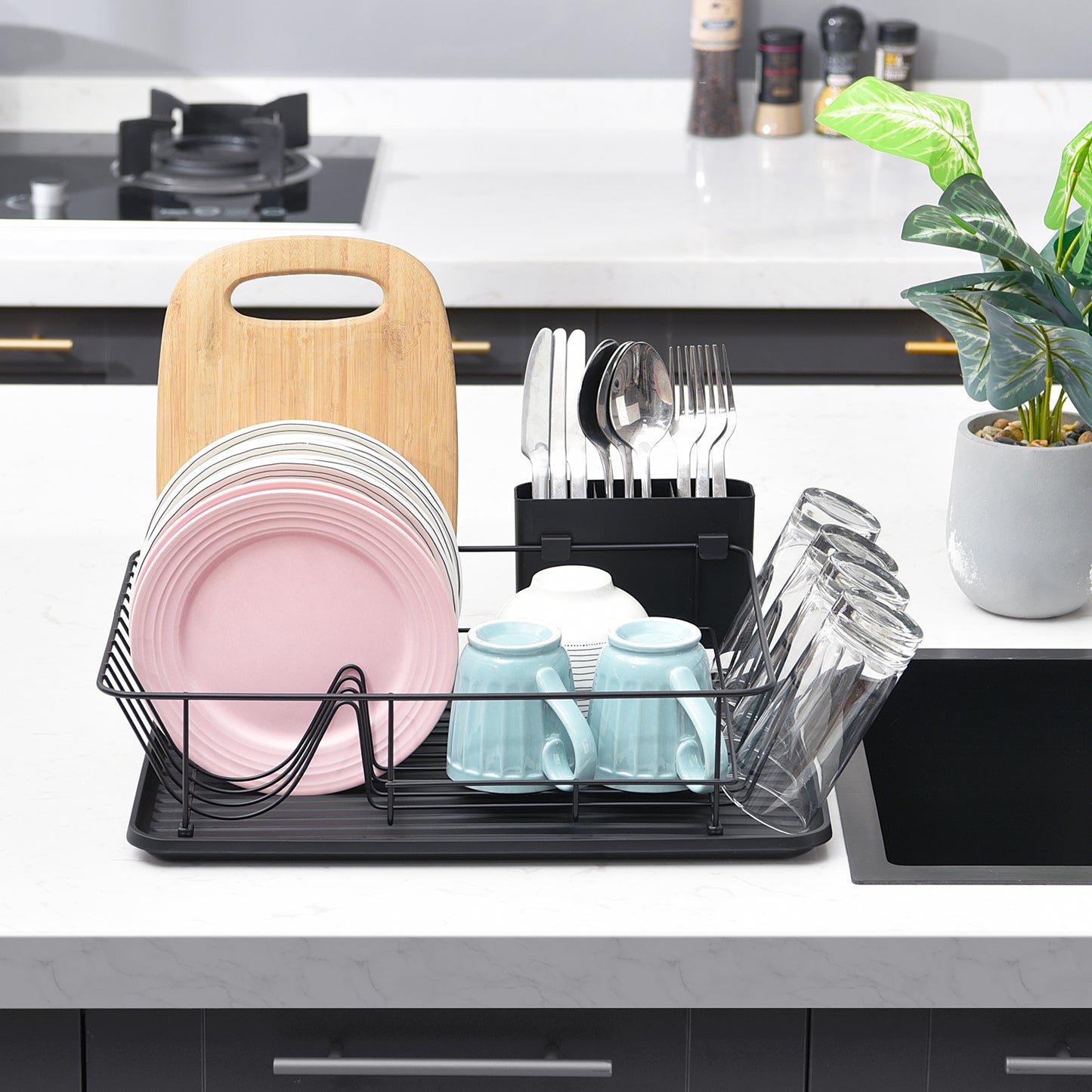 Kingrack Dish Rack, Large Capacity Dish Drainer-Black,WK810338-1