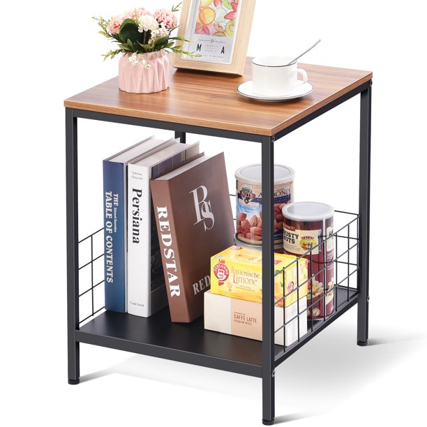 KINGRACK End Tables with Storage Shelf Sofa Storage Side Table,WK830644-1