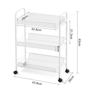 Kingrack 3-Tier Rolling Cart Organizer, Metal Storage Cart with Wheels, Utility Cart for Office,Kitchen, Bedroom, Bathroom, Laundry Room,WK150043-W