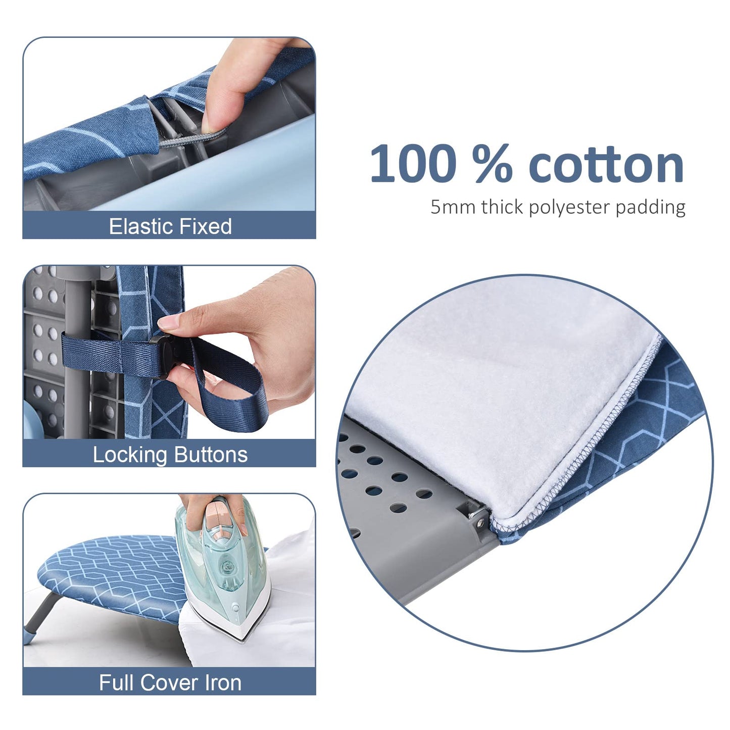 KINGRACK Fol dable Ironing Board, Tabletop Small Ironing Board with 2 Heat Resistant Ironing Cover, Portable Tabletop Ironing Board wiht Non-Slip Feet for Home Travel Use,P1232D-16