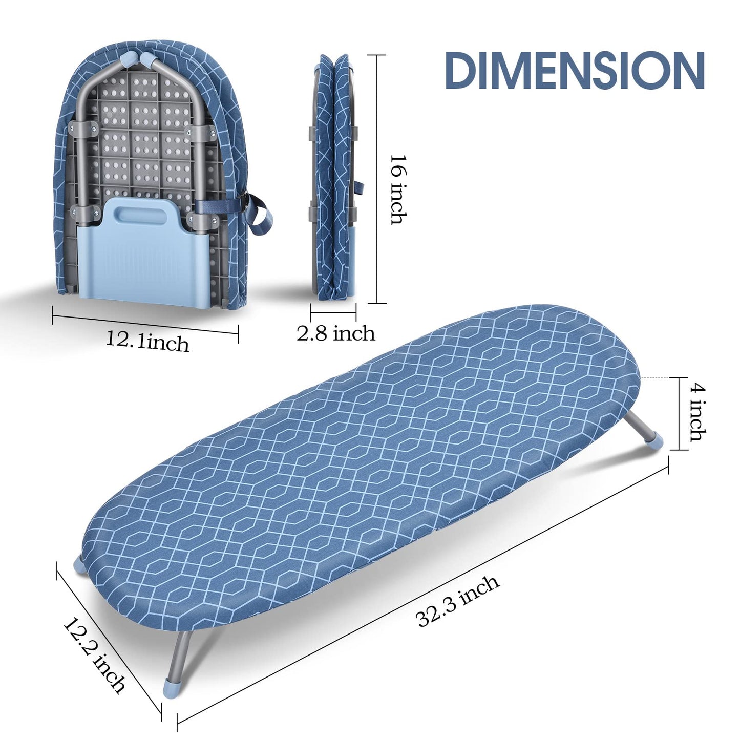 KINGRACK Fol dable Ironing Board, Tabletop Small Ironing Board with 2 Heat Resistant Ironing Cover, Portable Tabletop Ironing Board wiht Non-Slip Feet for Home Travel Use,P1232D-16