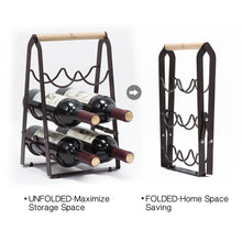 Countertop Wine Rack for 6 Bottle Wine, 3-Tier Classic Design, Set of 1, Wood & Metal(Copper)-WK130915