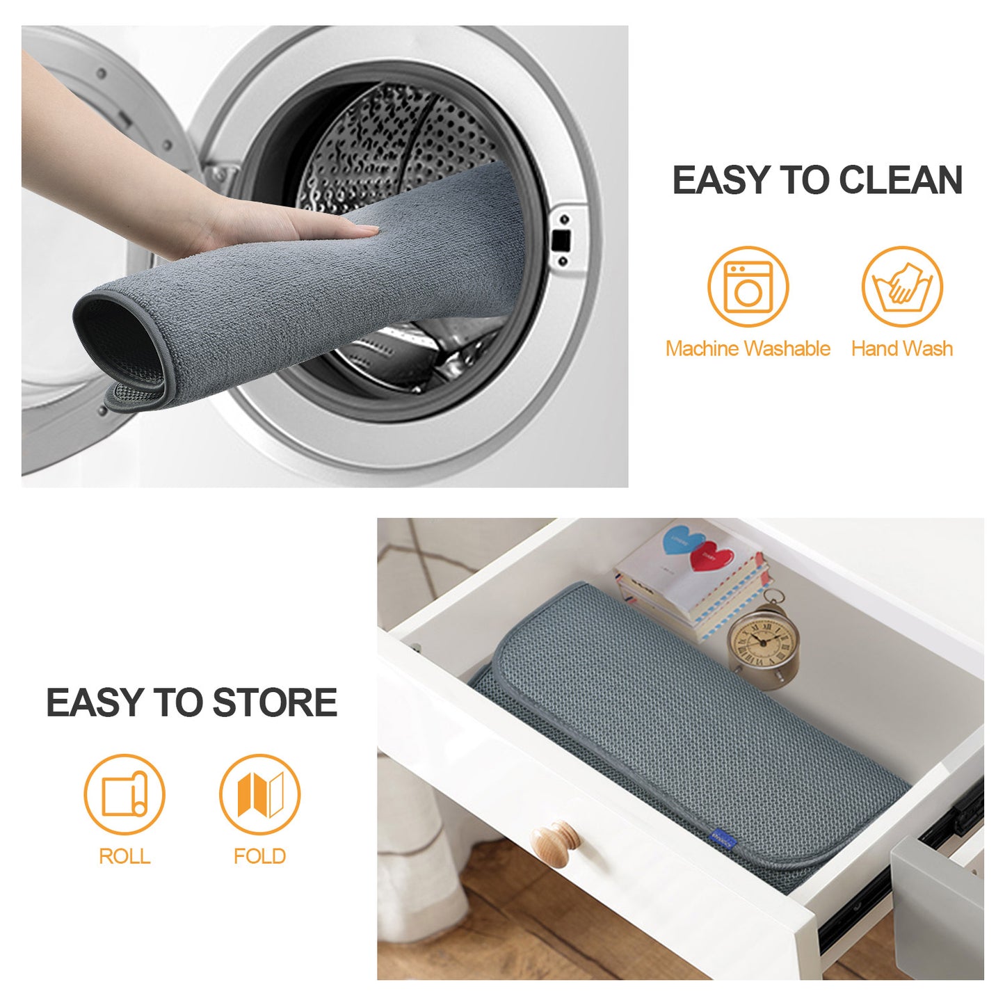 Microfiber Dish Drying Mat, Reversible Fast-Drying Dish Draining Mat, WK140508