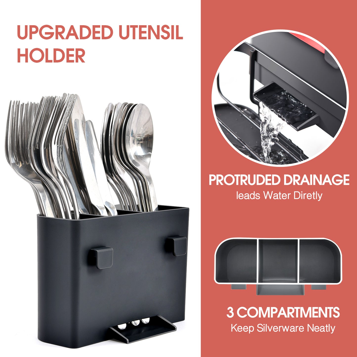 Kingrack Dish Rack for Kitchen, Dish Drying Rack with Cutlery Holder,WK810477
