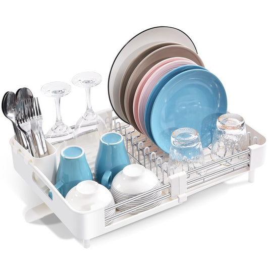 KK Kingrack Extendable Dish Rack, Adjustable Dish Drying Rack-White,WK810172-4