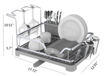 Aluminum Dish Drying Rack with Over Sink Dish Rack, Swivel Spout, Wine Glass & Cup Holder - Kingrack Home