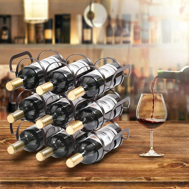 3 Tier Tabletop Stackable Wine Rack, 9 Bottles Standing Wine Holder,WK810133