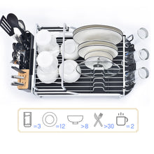 2-Tier XXL Aluminum Dish Drying Rack with Drain board, Customizable Dish Holder Set with Removable Top Shelf, WK112099